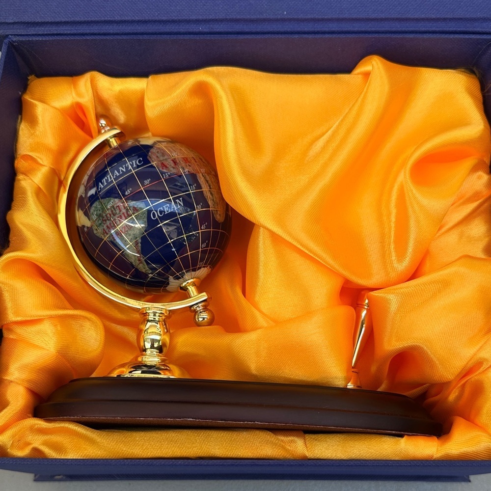 New Gold and Blue Globe with Pen Holder